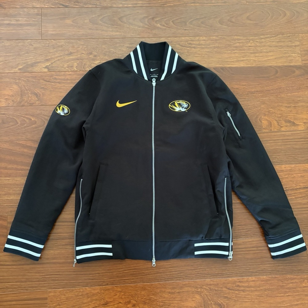 Nike Mizzou Tigers Varsity Jacket NCAA Bomber Full Zip Men's M Black Gold RARE